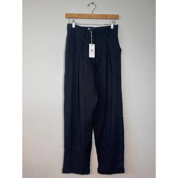 Just Bee Queen Kai Pleated Ankle Straight Pants Women's Black Size: Small NWT - Picture 2 of 10